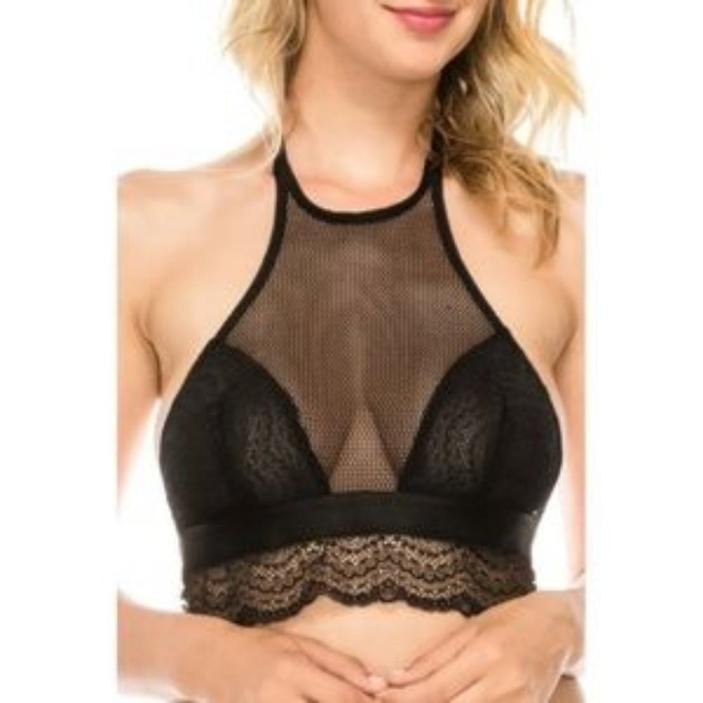 Halter Hook High Neck Lace Bralette